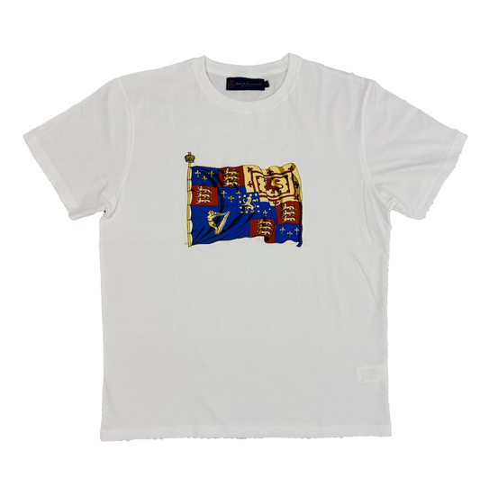 Hermès Silk Sewn-On Cotton Crewneck T-Shirt (Large Flag)