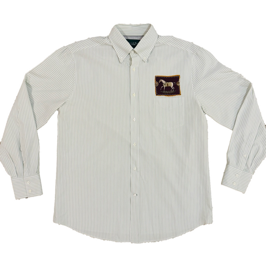 Brunello Cucinelli Striped Shirt with Hermès Silk Sewn-On Detail (Equestrian)