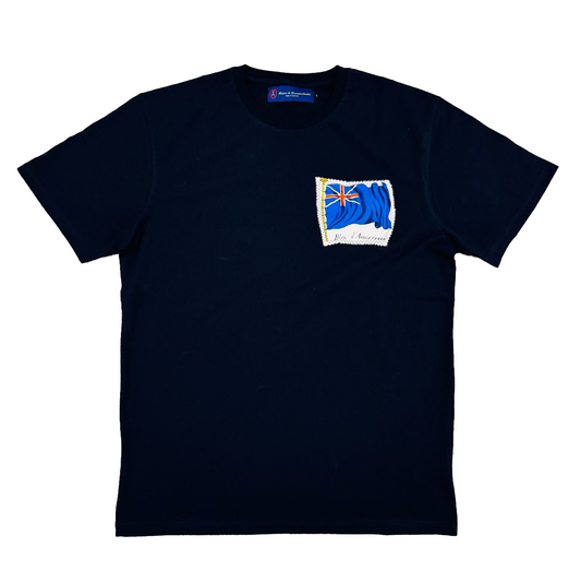 Hermès Silk Sewn-On Cotton Crewneck T-Shirt (Blue English Flag)